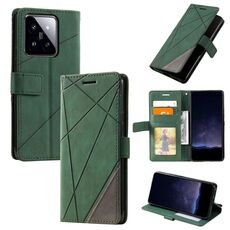 Custodia per telefono in pelle con giuntura Skin Feel per Xiaomi 14 Pro (verde)