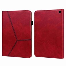 Custodia per tablet in pelle a righe goffrate per Amazon Kindle Fire HD 8 2022 (rossa)