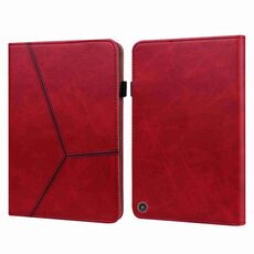 Custodia per tablet in pelle a righe goffrate per Amazon Kindle Fire HD 10 2023 (rossa)