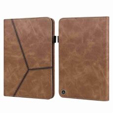 Custodia per tablet in pelle a righe goffrate per Amazon Kindle Fire HD 10 2023 (marrone)