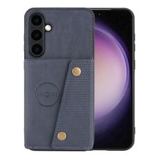 Custodia magnetica per telefono con doppia fibbia per slot per schede Samsung Galaxy S24+ 5G (blu)