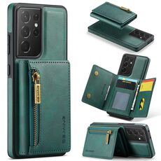 Per Samsung Galaxy S21 Ultra DG.MING Serie M5 Custodia per telefono in pelle staccabile con cerniera multischeda RFID (verde)