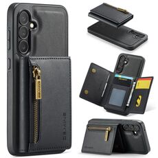 Per Samsung Galaxy S23 FE 5G DG.MING Serie M5 Custodia per telefono in pelle staccabile con cerniera RFID multi card (Nero)