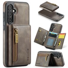 Per Samsung Galaxy S23 FE 5G DG.MING Serie M5 Custodia per telefono in pelle staccabile con cerniera RFID multi card (caffè)
