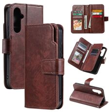 Per Samsung Galaxy S24+ 5G Tri-Fold 9-Card Portafogli Custodia in pelle per telefono (marrone)
