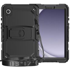 Custodia per tablet PC idrica in silicone per Samsung Galaxy Tab A9+ con tracolla e supporto (nero)