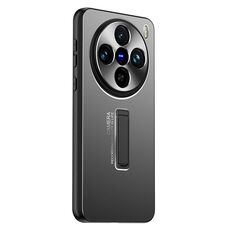 Custodia per telefono con supporto in TPU ibrido in metallo satinato per vivo X100 Pro (nera)