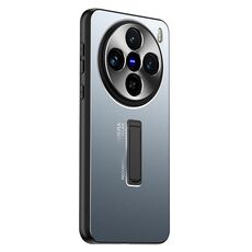 Custodia per telefono con supporto in TPU ibrido in metallo satinato per vivo X100 (blu)
