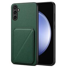 Per Samsung Galaxy S23 FE 5G Denior Custodia posteriore in similpelle di vitello con supporto (verde)