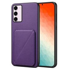 Custodia per telefono posteriore in similpelle di vitello Denior per Samsung Galaxy S24 5G con supporto (viola)