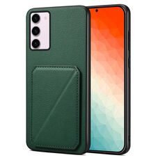 Custodia per telefono posteriore in similpelle di vitello Denior per Samsung Galaxy S24 5G con supporto (verde)