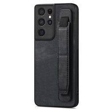 Per Samsung Galaxy S21 Ultra 5G Custodia retro in pelle con supporto per cinturino retrò (nero)