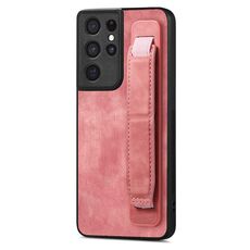 Per Samsung Galaxy S21 Ultra 5G Custodia retro in pelle con supporto per cinturino retrò (rosa)