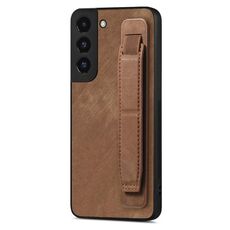 Per Samsung Galaxy S22 5G Custodia per telefono retro in pelle con supporto per cinturino retrò (marrone)