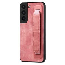 Custodia per telefono posteriore in pelle con supporto per cinturino retrò per Samsung Galaxy S22 5G (rosa)