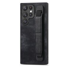 Per Samsung Galaxy S22 Ultra 5G Custodia per telefono retro in pelle con supporto per cinturino retrò (nero)