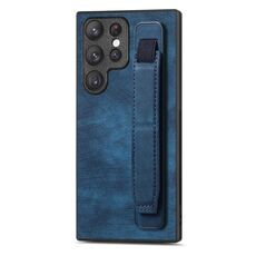 Per Samsung Galaxy S22 Ultra 5G Custodia retro in pelle con supporto per cinturino retrò (blu)