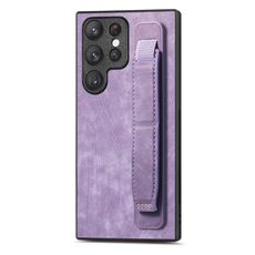 Per Samsung Galaxy S22 Ultra 5G Custodia retro in pelle con supporto per cinturino retrò (viola)