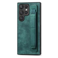 Per Samsung Galaxy S22 Ultra 5G Custodia retro in pelle con supporto per cinturino retrò (verde)
