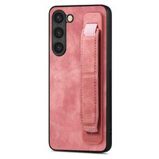 Per Samsung Galaxy S23+ 5G Custodia retro in pelle con supporto per cinturino retrò (rosa)