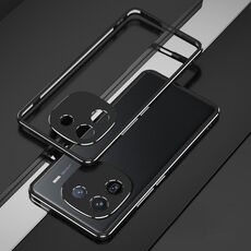Per vivo iQOO 12 Pro Serie Aurora Protezione per lenti + Custodia per telefono con struttura in metallo (Nero Argento)