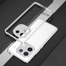 Per vivo iQOO 12 Pro Serie Aurora Protezione per lenti + Custodia per telefono con struttura in metallo (Argento)