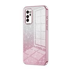 Custodia per telefono elettrolitico in polvere glitter sfumata per Honor V30 (rosa)