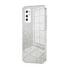 Custodia per telefono elettrolitico in polvere glitter sfumata per Honor V30 (trasparente)