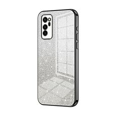 Custodia per telefono elettrolitico in polvere glitter sfumata per Honor V30 (nera)