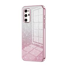 Custodia per telefono elettrolitico in polvere glitter sfumata per Honor V30 Pro (rosa)