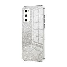 Custodia per telefono elettrolitico in polvere glitter sfumata per Honor V30 Pro (trasparente)