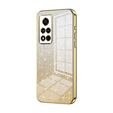 Custodia per telefono elettrolitico in polvere glitter sfumata per Honor V40 (oro)