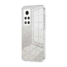 Custodia per telefono elettrolitico in polvere glitter sfumata per Honor V40 (trasparente)