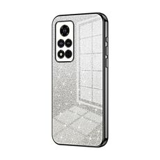 Custodia per telefono elettrolitico in polvere glitter sfumata per Honor V40 (nera)
