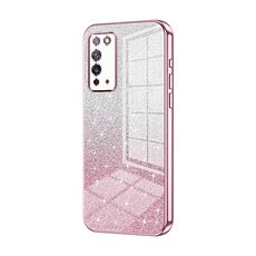 Custodia per telefono elettrolitico in polvere glitter sfumata per Honor X10 (rosa)