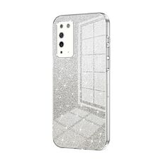 Custodia per telefono elettrolitico in polvere glitter sfumata per Honor X10 (trasparente)