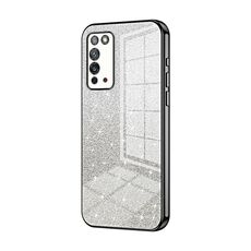 Custodia per telefono elettrolitico in polvere glitter sfumata per Honor X10 (nera)