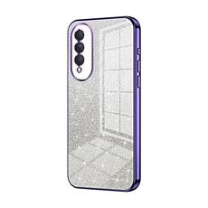 Custodia per telefono elettrolitico con polvere glitterata sfumata per Honor X20 SE / Huawei nova 10z (viola)
