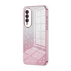 Custodia per telefono elettrolitico con polvere glitterata sfumata per Honor X20 SE / Huawei nova 10z (rosa)