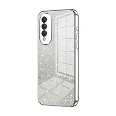 Custodia per telefono elettrolitico con polvere glitterata sfumata per Honor X20 SE / Huawei nova 10z (Argento)
