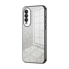 Custodia per telefono elettrolitico con polvere glitterata sfumata per Honor X20 SE / Huawei nova 10z (nero)