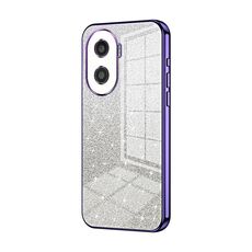 Custodia per telefono elettrolitico con polvere glitterata sfumata per Honor X40i / Play 7T Pro (viola)