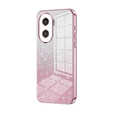 Custodia per telefono elettrolitico con polvere glitterata sfumata per Honor X40i / Play 7T Pro (rosa)