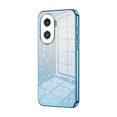 Custodia per telefono elettrolitico con polvere glitterata sfumata per Honor X40i / Play 7T Pro (blu)
