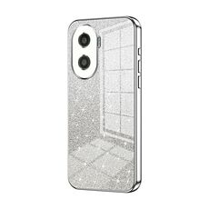 Custodia per telefono elettrolitico con polvere glitter sfumata per Honor X40i / Play 7T Pro (Argento)