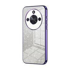 Custodia per telefono elettrolitico in polvere glitter sfumata per Honor X50 (viola)