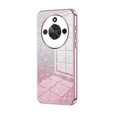 Custodia per telefono elettrolitico in polvere glitter sfumata per Honor X50 (rosa)