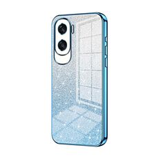 Custodia per telefono elettrolitico in polvere glitter sfumata per Honor X50i / 90 Lite (blu)