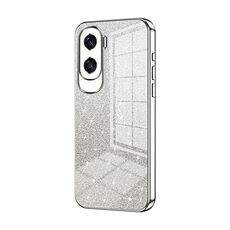 Custodia per telefono elettrolitico in polvere glitter sfumata per Honor X50i / 90 Lite (Argento)