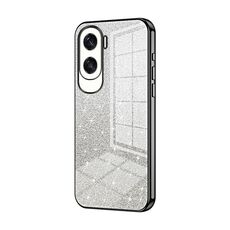 Custodia per telefono elettrolitico in polvere glitter sfumata per Honor X50i / 90 Lite (nera)